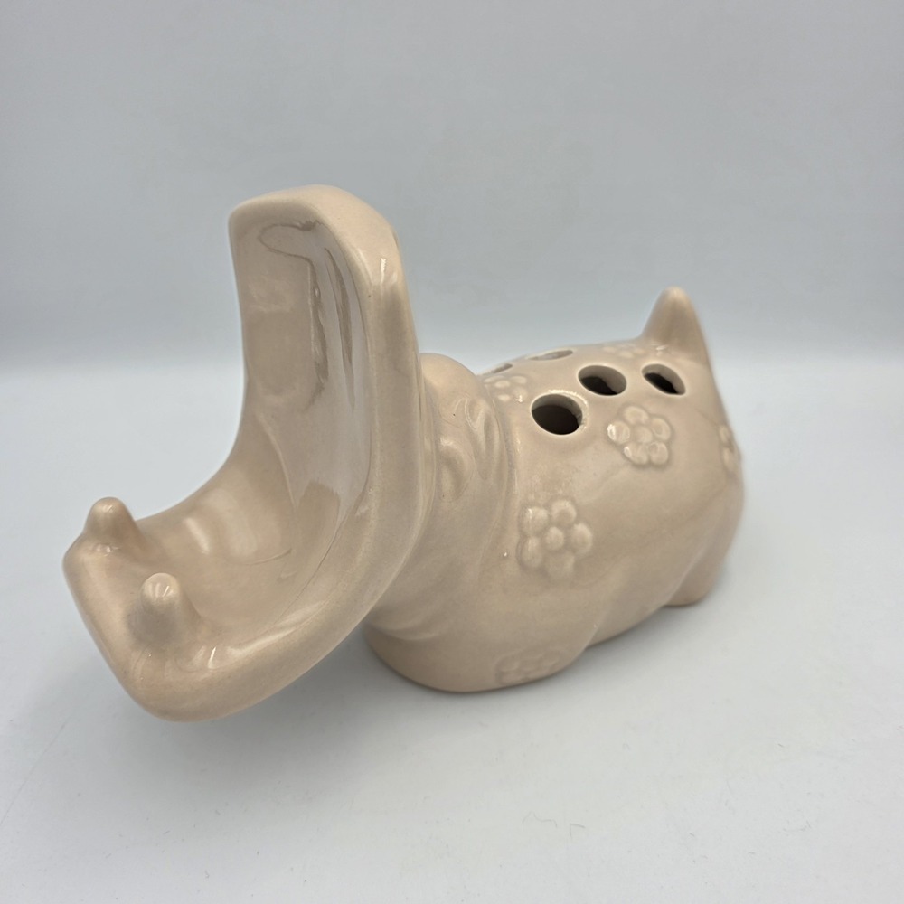 VTG 70's Hippo Bathroom Toothbrush Soap Holder Ceramic House Hippopotamus Beige